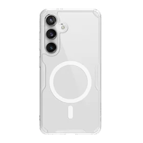 Nillkin Nature Pro šarvuotas dėklas su magnetiniu žiedu Samsung Galaxy S24+ telefonui - baltas