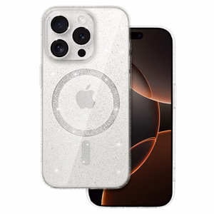Blizgantis MagSafe dėklas telefonui Iphone 16 Pro Max skaidrus