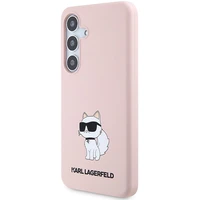 Karl Lagerfeld silikoninis Choupette dėklas telefonui Samsung Galaxy S24+ - rožinis