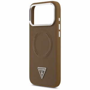 Guess Trikampio logotipo magnetinis dėklas iPhone 17 Pro - rudas
