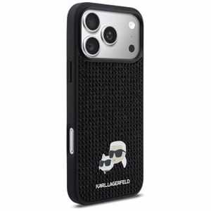 Karl Lagerfeld Rhinestones Karl&Choupette Pin Case for iPhone 17 Pro Max - Juodas