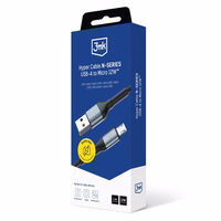 3mk Hyper Cable N-SERIES USB-A / MicroUSB 1m 5V/2.4A 12W laidas - juodas