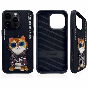 Nimmy Glasses Cool Katės dėklas iPhone 15 Pro – juodas