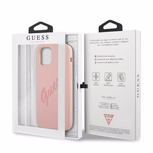 Guess GUHCP12LLSVSPI iPhone 12 Pro Max 6.7" rožinis/rožinis kietas dėklas Script Vintage