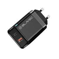Blavec sieninis įkroviklis BC-5 GaN - USB + Type C - PD QC 45W 3A (TCBC5G-UCB453A) juodas