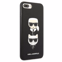 Karl Lagerfeld Saffiano Karl&Choupette Galvos dėklas telefonui iPhone 7 Plus / iPhone 8 Plus - juodas