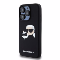Karl Lagerfeld Silikoninis Karl&Choupette Ring MagSafe dėklas iPhone 15 Pro Max - juodas
