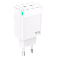 JELLICO sieninis įkroviklis C106 GaN PD 45W 2xUSB-C + laidas USB-C - USB-C baltas