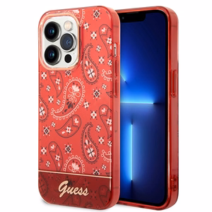 Guess GUHCP14XHGBNHR iPhone 14 Pro Max 6.7" raudonas/raudonas kietas dėklas Bandana Paisley