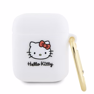 Hello Kitty Silikoninis 3D Kitty galvos dėklas AirPods 1/2 - Balta