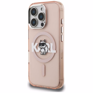 Karl Lagerfeld IML Choupette Sketch Logo MagSafe Dėklas iPhone 16 Pro Max - rožinis