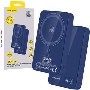 Blavec išorinė baterija 10000mAh BJ-04 Slim 13,5mm - Type C - 22,5W magnetinė Magsafe 3 in 1 (PBBJ04-MC10N) tamsiai mėlyna stiklas