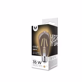 LED Bulb Filamentas E27 ST64 4W 230V 2200K 400lm COG auksinis Forever Light