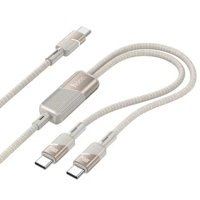 Kabelis 2in1 USB C į USB C / USB C Hoco 5A 100W 1,2 m U139 auksinis