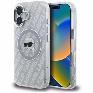 Karl Lagerfeld IML Karl Head Logo MagSafe dėklas iPhone 16 - pilkas