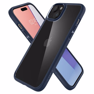 Spigen Crystal Hybrid dėklas telefonui iPhone 15 Plus - skaidri mėlynas