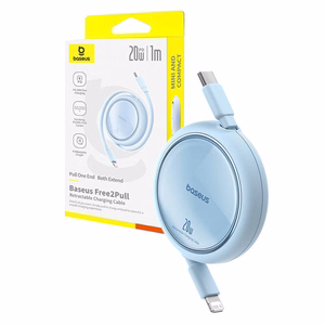 Baseus Free2Pull - 20 W USB-C į Lightning ištraukiamas kabelis, 1 m (mėlynas)