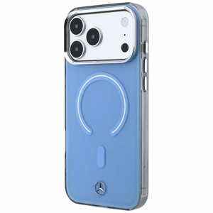Mercedes Double Layer Iconic Logo dėklas, skirtas iPhone 18 Pro Max / 17 Pro Max, suderinamas su MagSafe – mėlynas