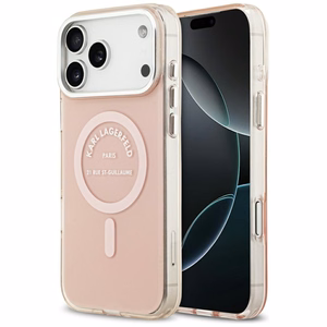 Karl Lagerfeld IML Karl RSG logotipo magnetinis dėklas telefonui iPhone 17 Pro Max - rožinis