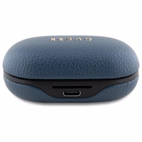Guess Bluetooth ausinės GUTWSPGTSPSB TWS + įkrovimo stotelė mėlynos/mėlynos grūdėtas klasikinis logotipas