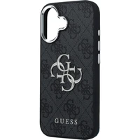 GUESS dėklas telefonui IPHONE 17 GUHCP17SP4G4SMCK (4G PU odos dėklas su dideliu 4G ir klasikiniu logotipu bei sidabriniu metaliniu kameros rėmeliu) juodas