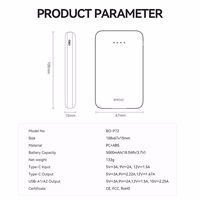 BWOO išorinė baterija P72 QC 22.5W PD 20W 5000 mAh with 2 x USB-A ports 1 x USB-C port juodas