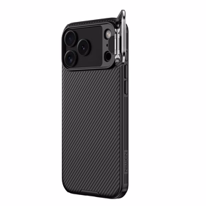 Nillkin CamShield Prop magnetinis dėklas iPhone 17 Pro Max / iPhone 18 Pro Max, juodas, versija su skaidriu objektyvo dangteliu