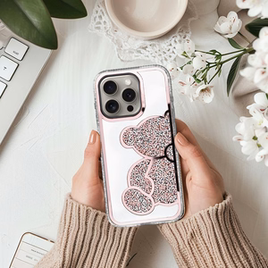 TEDDY BEAR dėklas telefonui IPHONE 14 rožinis