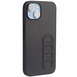 Audi sintetinės odos dėklas telefonui iPhone 14 6.1" juodas/juodas kietas dėklas AU-TPUPPCIP14-TT/D1-BK