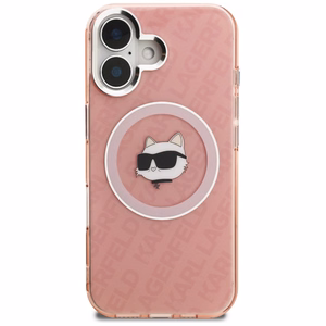 Karl Lagerfeld IML Choupette Head Logo MagSafe Dėklas iPhone 16 - rožinis