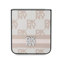 DKNY Checkered Pattern Printed Stripes Dėklas telefonui Samsung Galaxy Z Flip 6 - rožinis