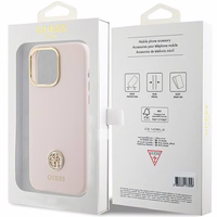 Guess Silikoninis Logo Strass 4G Dėklas telefonui iPhone 15 Pro Max - rožinis