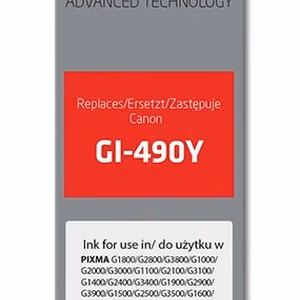 Activejet AC-G490Y – geltono rašalo buteliukas, pakeičia Canon GI-490Y, 70 ml, Supreme, 7000 puslapių