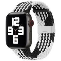 Laikrodžio juosta Apple Watch 38/40/41 mm – pyninė audinio juosta, juoda ir balta