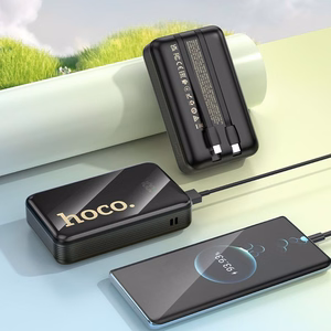 Išorinė baterija Hoco 20000 mAh QC PD 22,5W su integruotais laidais USB C + Lightning Q37A juoda