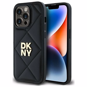 DKNY Quilted Stack Logo dėklas telefonui iPhone 14 Pro - juodas