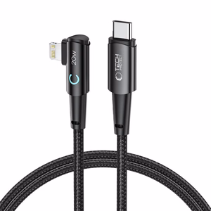 "Tech-Protect UltraBoost L" kabelis "Lightning" (kampinis) / USB-C (tiesus) PD 20W 3A 1 m - pilkas
