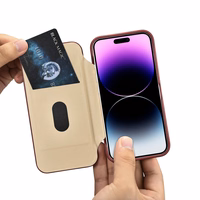 iCarer CE Premium odinis folio dėklas iPhone 14 Pro Max magnetinis atverčiamas dėklas MagSafe raudona