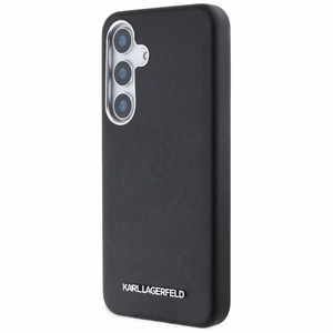 Karl Lagerfeld Saffiano Pilnai Apgaubtas Pailgintas Metalinis Logotipas Magnetinis dėklas Samsung Galaxy S25 - juodas