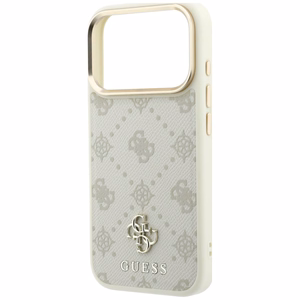 Guess Peony 4G Small Logo MagSafe dėklas, skirtas iPhone 17 Pro / 18 Pro, smėlio spalvos