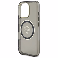 Guess IML Metal Mountain Logo Magnetinis iPhone 16 Pro dėklas - juodas