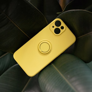 Dėklas telefonui su piršto laikikliu iPhone 15 6,1" geltonas