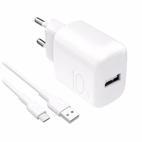 Puro PROLITE 10W USB-A sieninis įkroviklis + USB-A - USB-C kabelis 1.2m - baltas