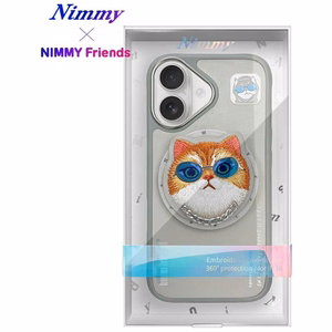 AmazingThing Nimmy Glasses Cool Cat MagSafe dėklas telefonui iPhone 16 – pilkas