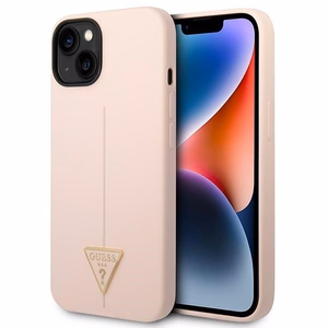 Guess GUHCP14MSLTGP iPhone 14 Plus 6.7 "rožinis/rožinis kietas dėklas Silicone Triangle