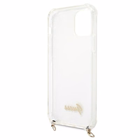Guess GUHCP12MKC4GSGO iPhone 12/12 Pro 6.1" Skaidrus kietas dėklas 4G Auksinė grandinė