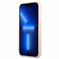 Guess GUHCP13SSLTGP iPhone 13 mini 5.4" rožinis kietas dėklas silikoninis trikampis