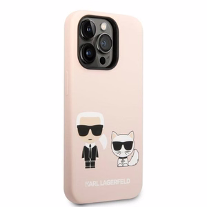 Karl Lagerfeld KLHMP14XSSKCI iPhone 14 Pro Max 6.7" kietas dėklas šviesiai rožinis/šviesiai rožinis Silikoninis Karl & Choupette Magnetinis