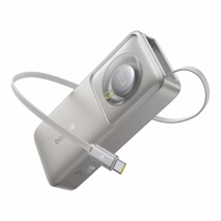 Išorinė baterija Baseus "Free2Pull" pilka 10000mAh 30W (PD) + integruotas "Type-C" laidas