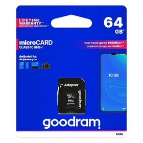 Atminties korta Goodram microSD 64Gb UHS I (class 10) + SD adapter
